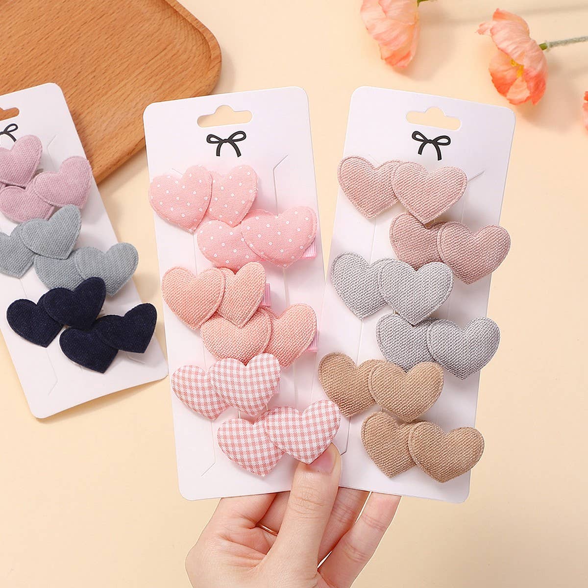 CUTE HEART HAIR CLIP SET FOR GIRLS WARM COLORS_CWAHA6726