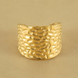 18K Stainless Steel Hammer Cut Ring_Cwaje2480