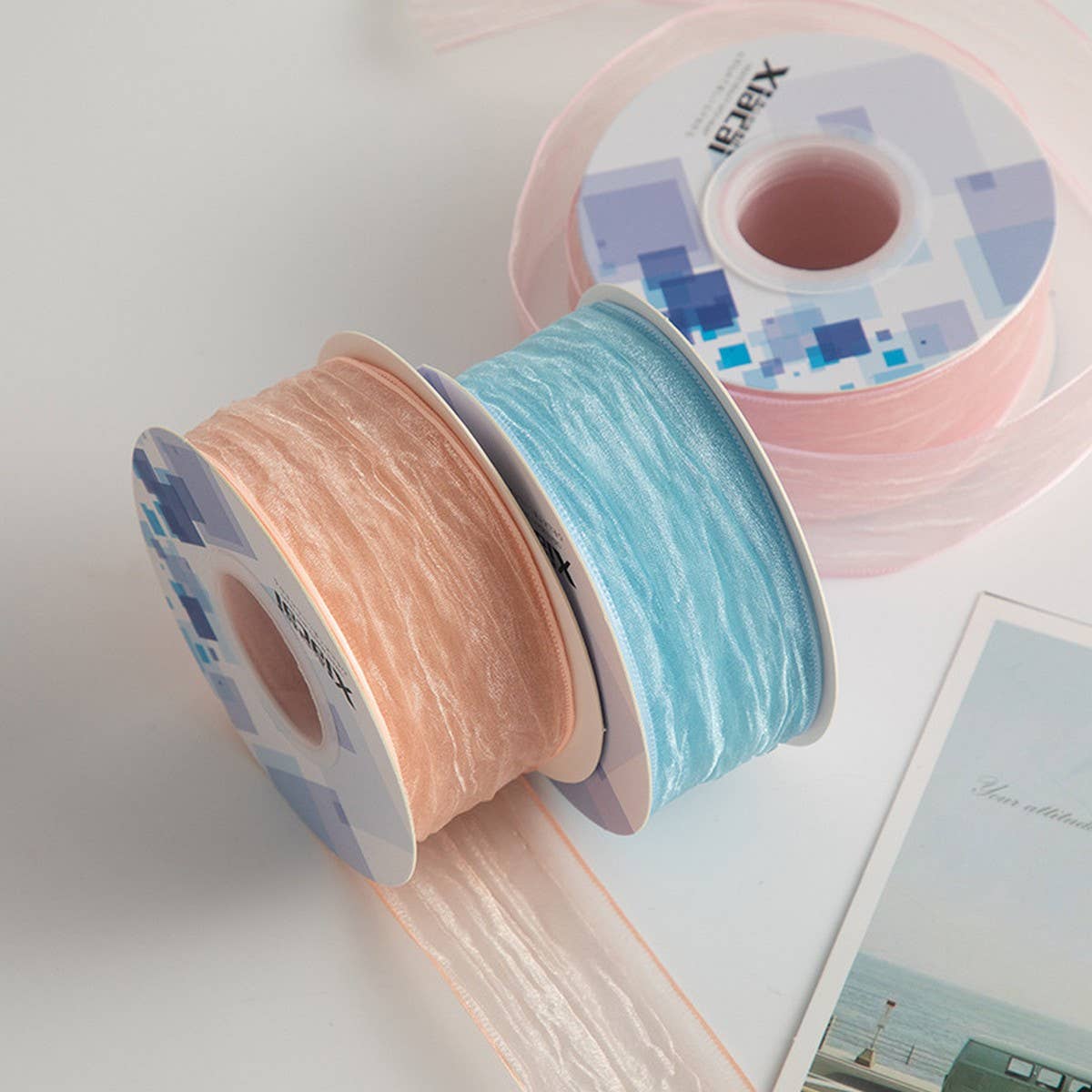 3D PLEATED RIBBON PEARLESCENT ORGANZA RIBBON_CWMM5749