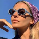 Vintage Oval Plaid Sunglasses_Cwasg0320