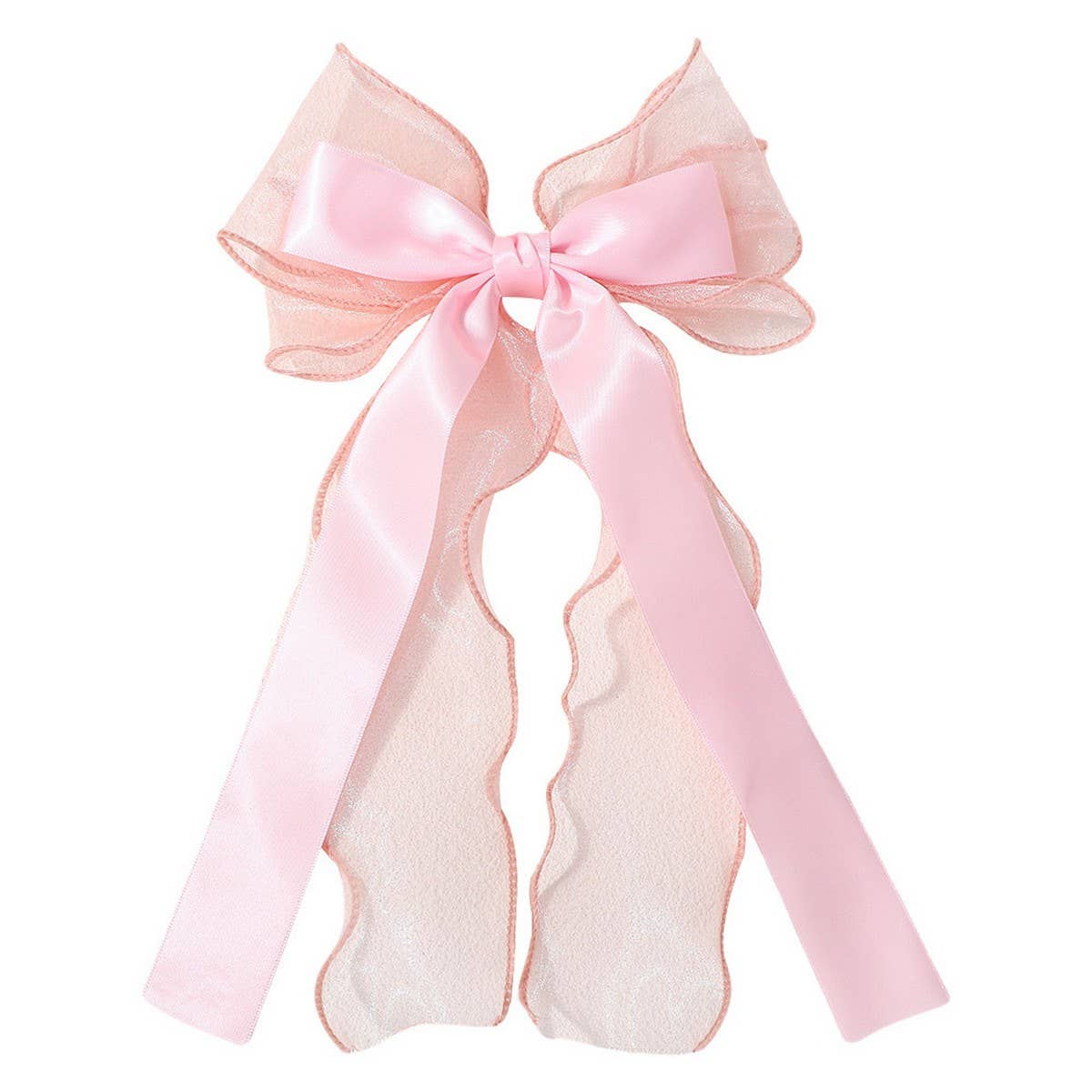 KIDS CHIFFON RIBBON BOW HAIR CLIP SOLID COLOR_CWAHA6704
