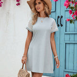 Solid Color Short-Sleeved Knit Dress