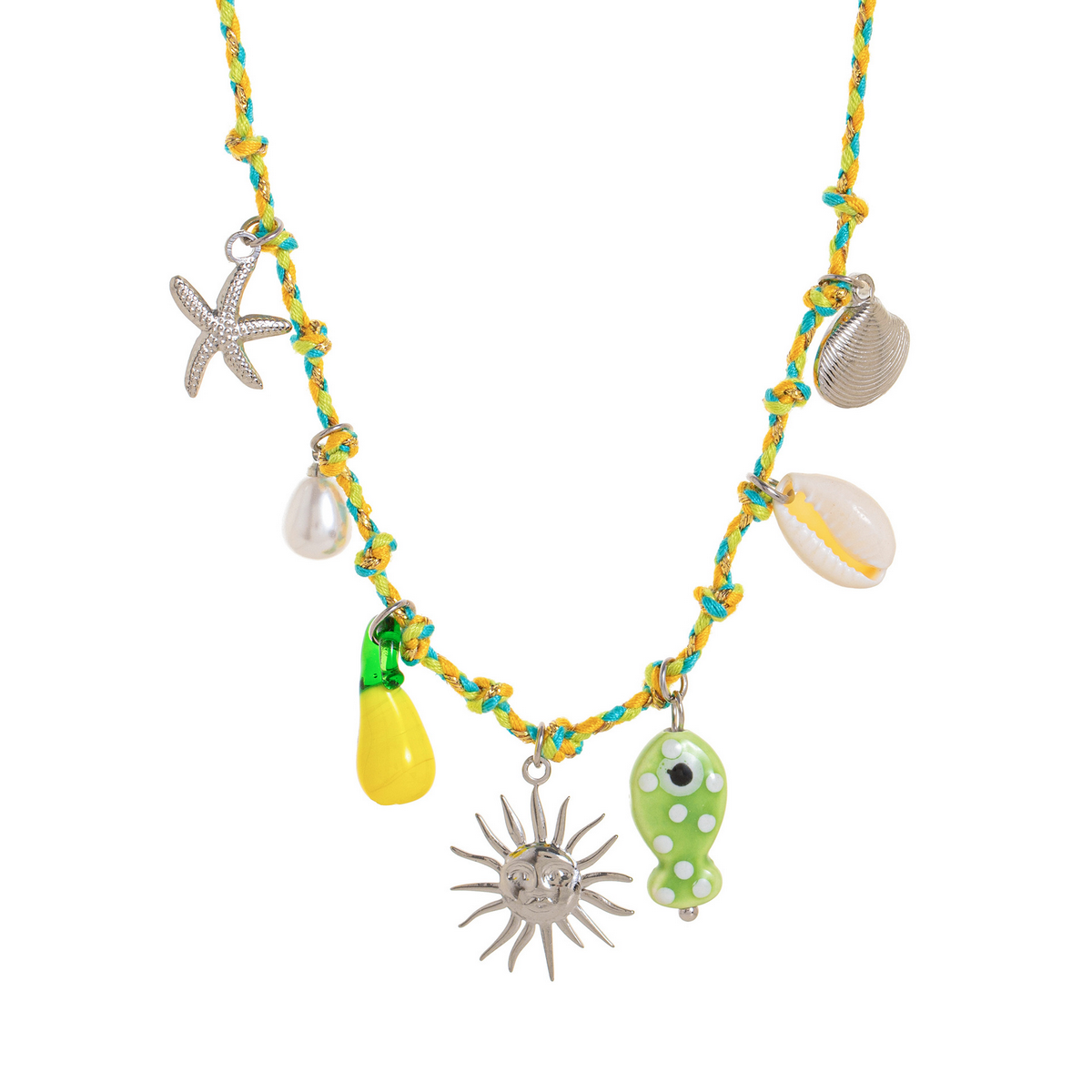 Summer Starfish Pearl Heart Beaded Necklace_Cwaje05574