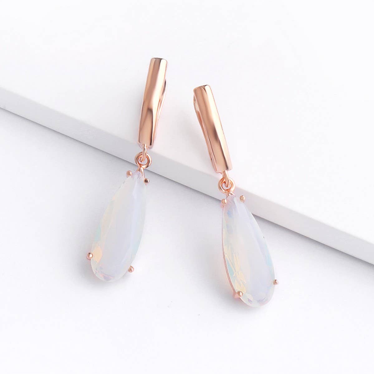 Zircon Jewelry Rose Gold Water Drop Earrings_Cwaje1017