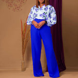 PRINTED TIE TOP AND WIDE LEG PANTS TWO PIECE SET_CWSTB1140