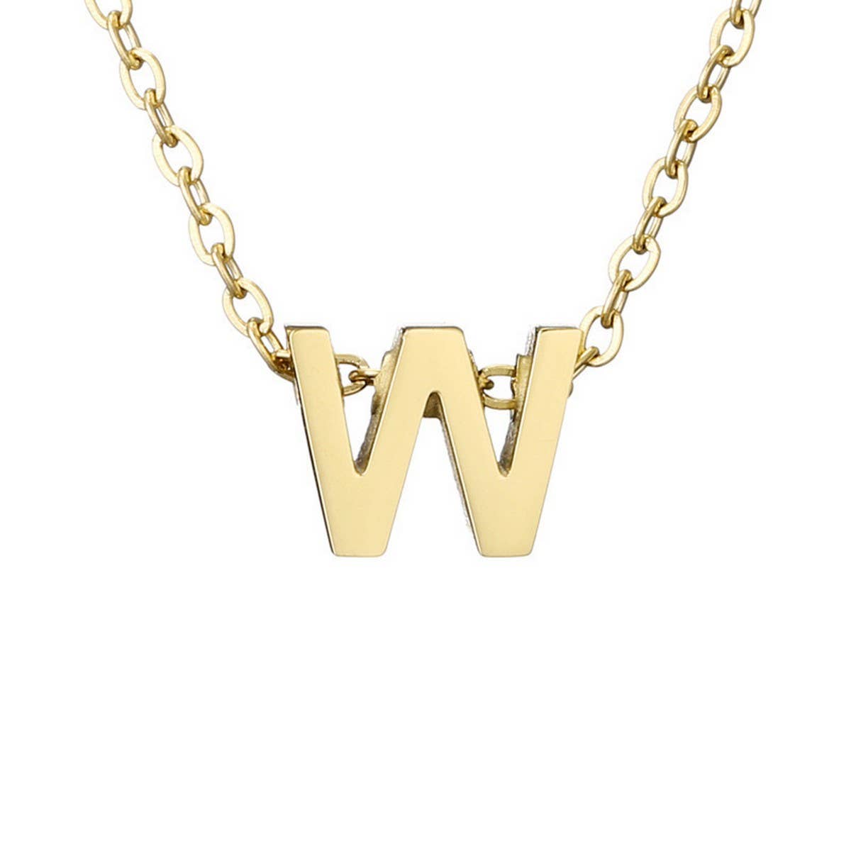 FASHION MIRROR POLISHED GOLD LETTER NECKLACE_CWMM5590