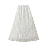 EMBROIDERED LACE A LINE FLARED MIDI SKIRT_CWBMS0359