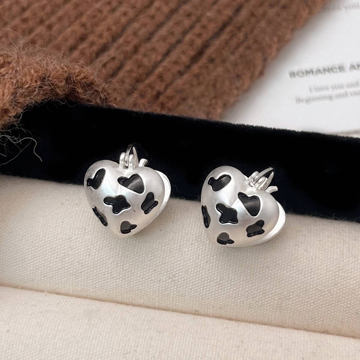 Valentines Day Leopard Print Gold Heart Earrings