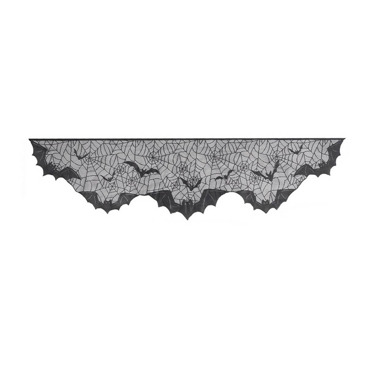 HALLOWEEN MANTEL BAT LACE TABLE RUNNER_CWMM1725