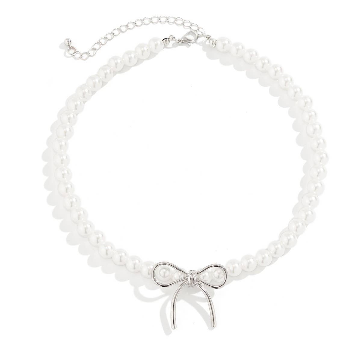 HOT SELLING BLACK BOW BEADED NECKLACE_CWAJE1171