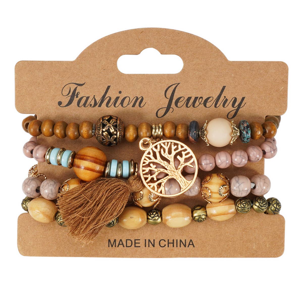 ROSE HANDMADE WOODEN BEAD BRACELET_CWAJE2204