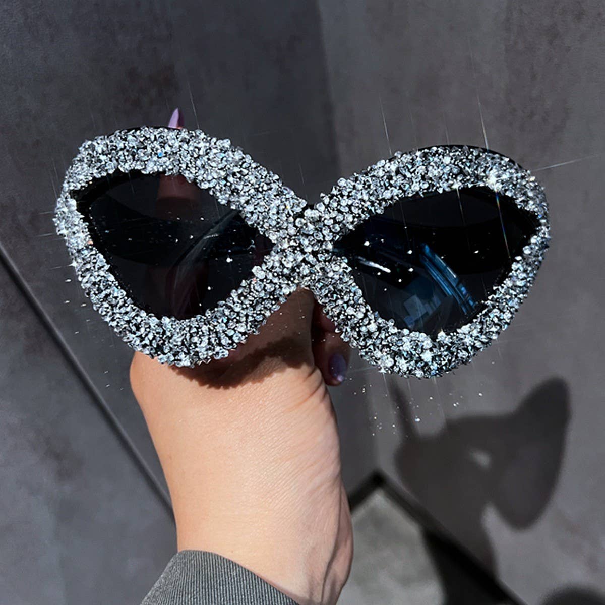 Vintage Large Frame Diamond Sunglasses_Cwasg0804