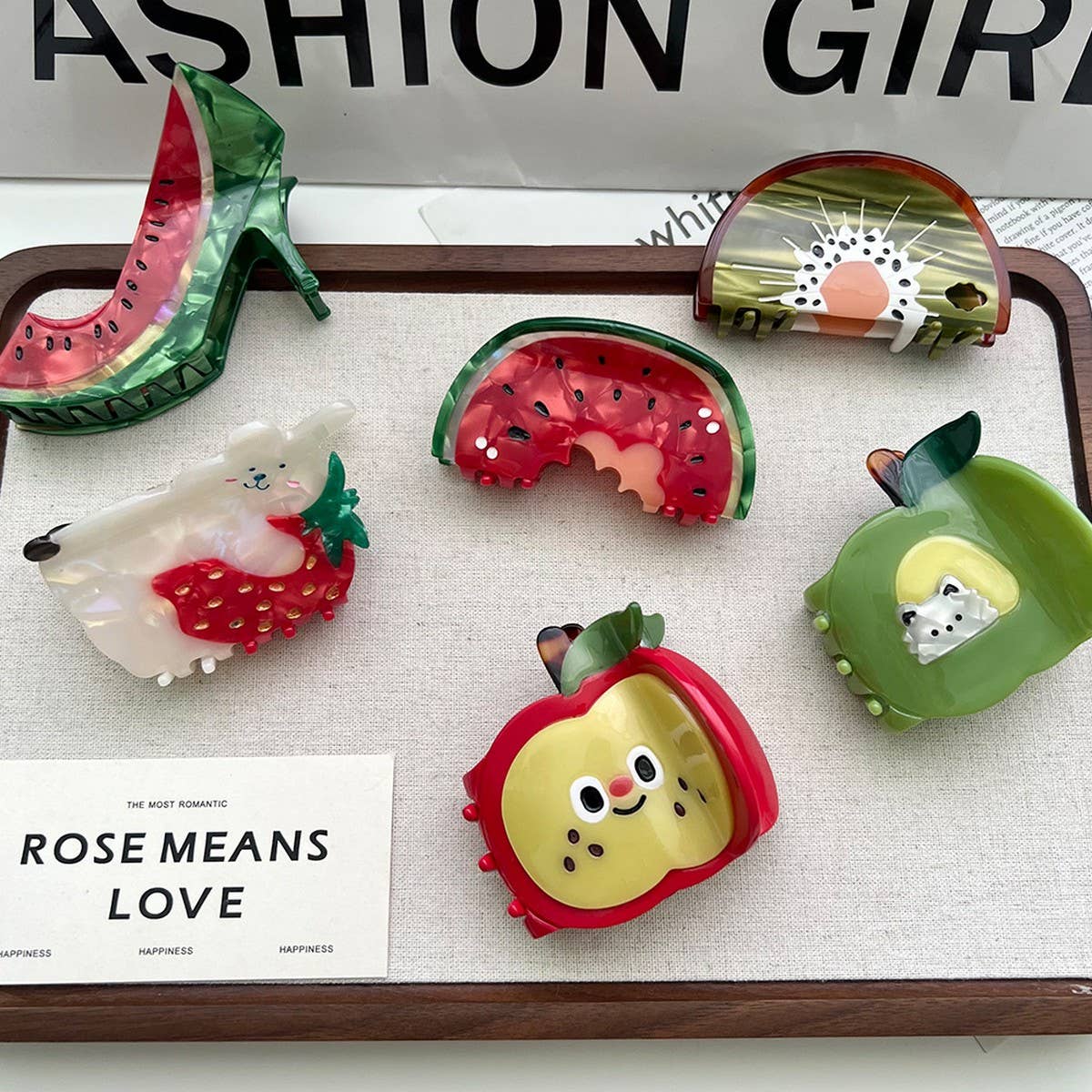 FRUIT SERIES ACETATE HAIR CLIPS WITH SHARK DESIGN_CWAHA5714