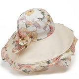SEASIDE FLOWER BREATHABLE LARGE BRIM SUN HAT_CWAH1457