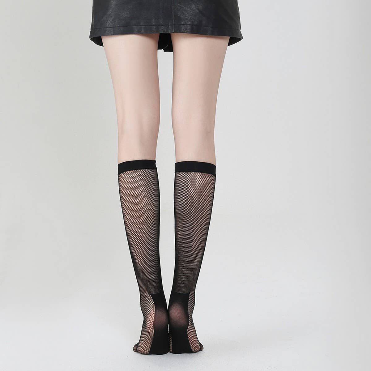 Women Fishnet Knee Stockings Hollow Out Calf Socks_Cwms0231