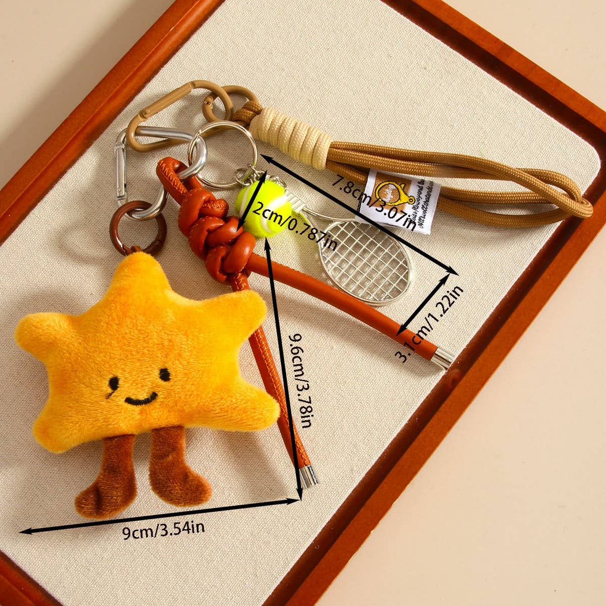 PLUSH STAR DOLL BAG CHARM WITH TENNIS KEYCHAIN_CWMM7834