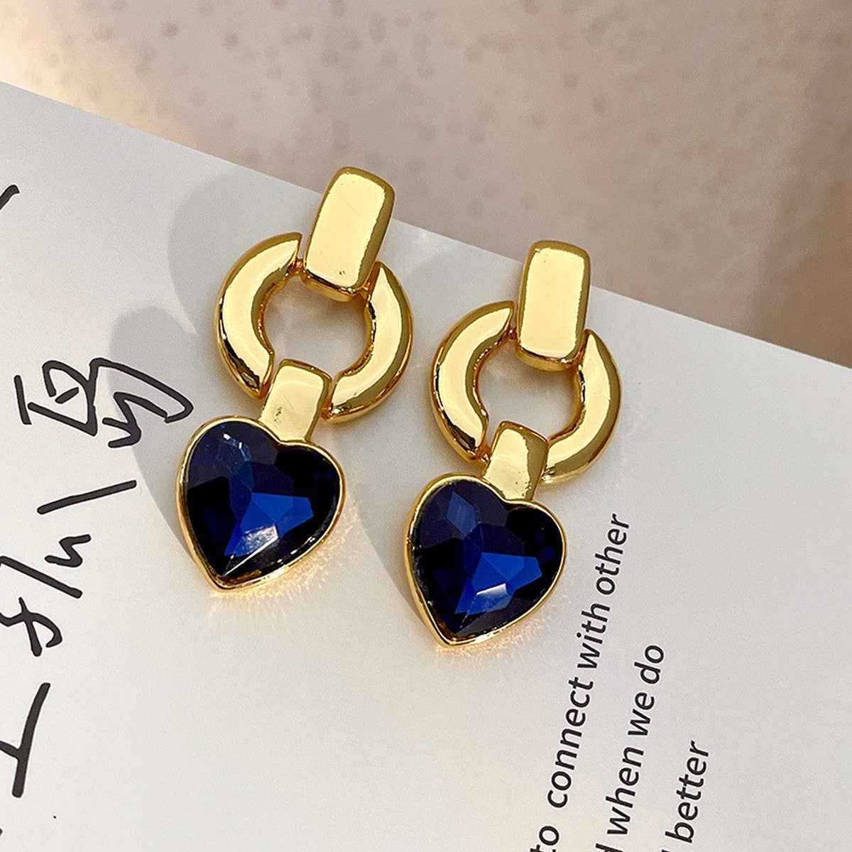 Women Retro Blue Series Gemstone Earrings