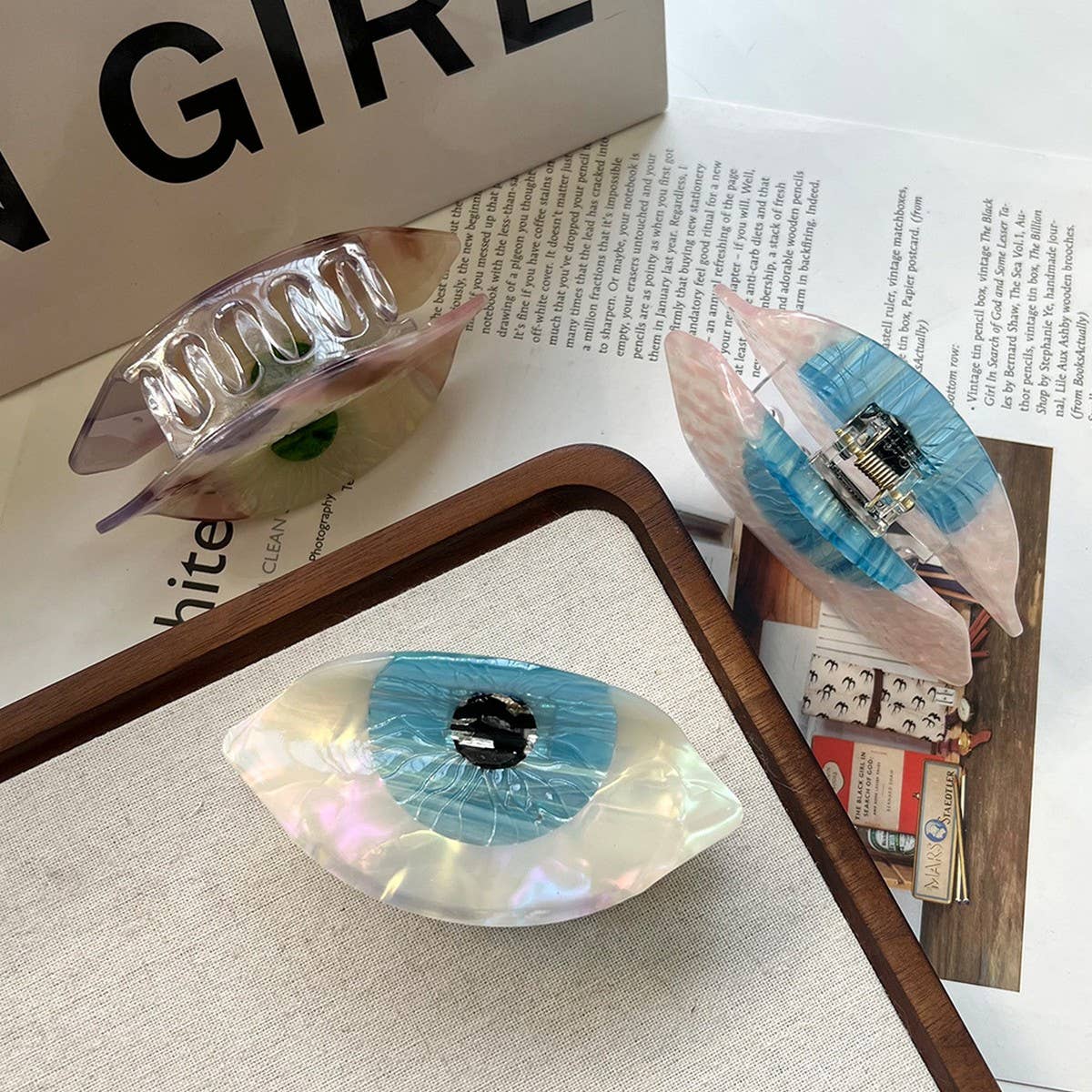 Vintage Eye Acetate Hair Claw Simple Chic Clip_cwaha6027