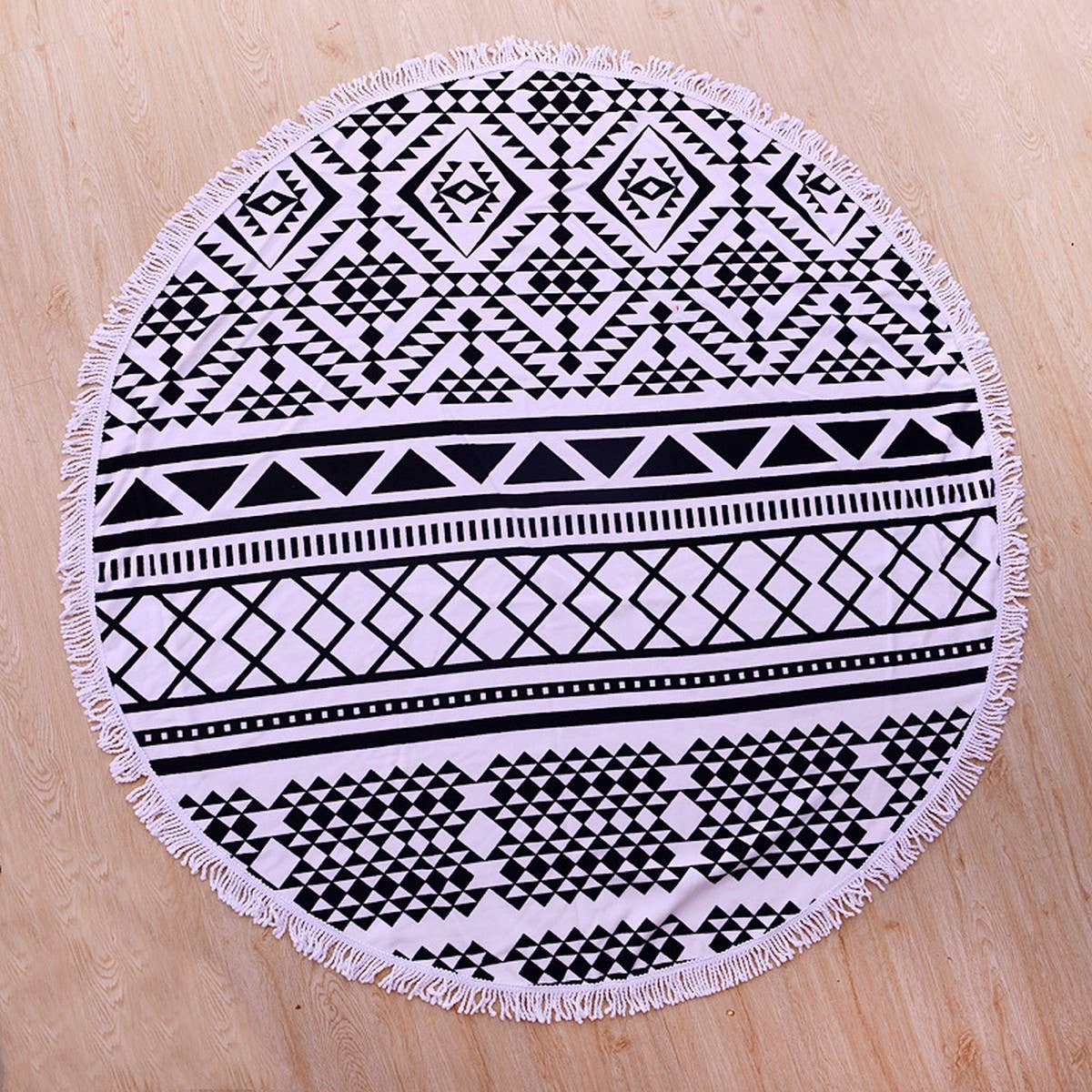 ROUND MICROFIBER TASSEL BEACH TOWEL BLANKET_CWMM7602