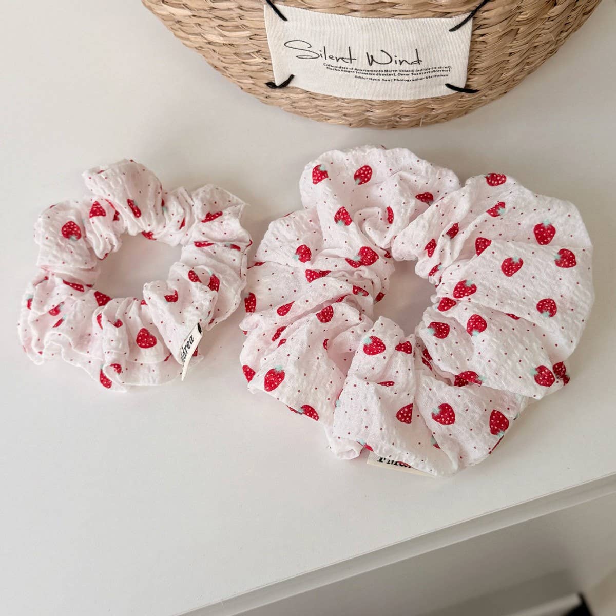 Polka Strawberry Scrunchie Cute Low Pony_Cwaha08168