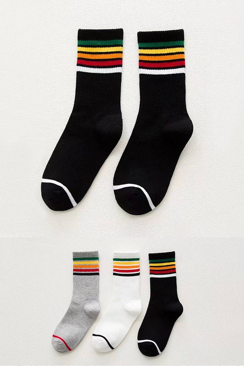 RAINBOW LINED ANKLE CREW SOCKS_CWMS118