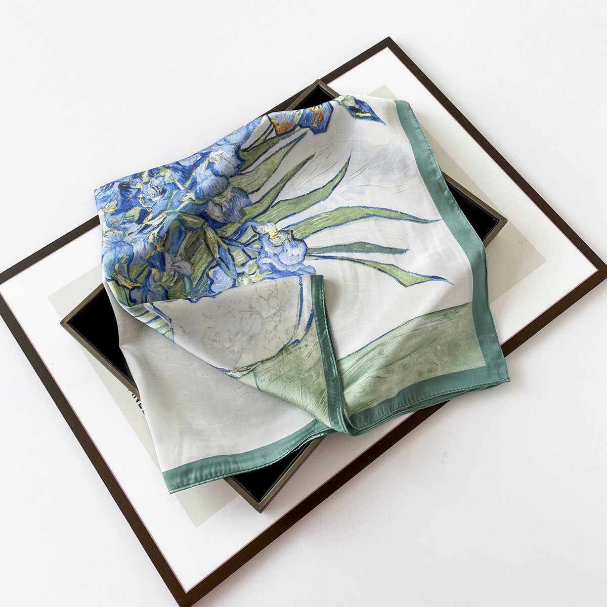 LETTER PRINT SATIN SQUARE SCARF FOR WOMEN_CWASC0810