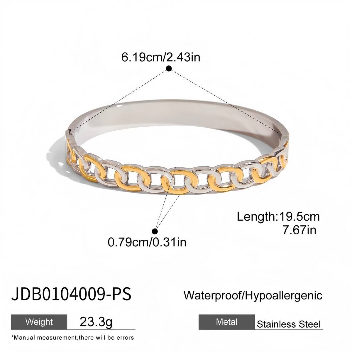 CLASSIC TWO TONE DOUBLE RING BANGLE 18K GOLD_CWAJE4823