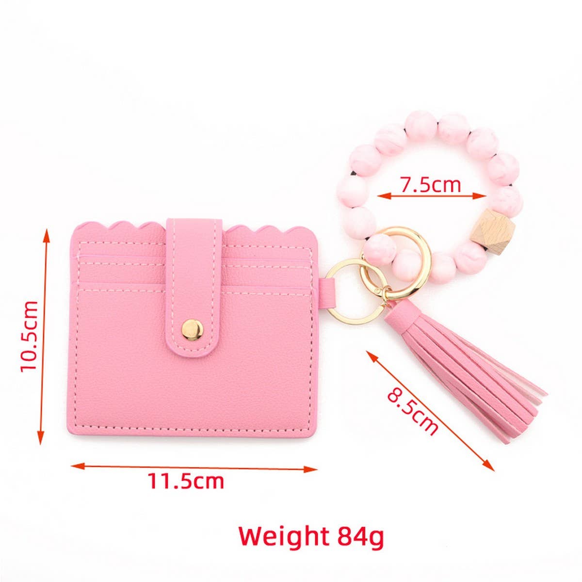 SILICONE BEAD BRACELET CARD BAG TASSEL KEYCHAIN_CWAJE0656