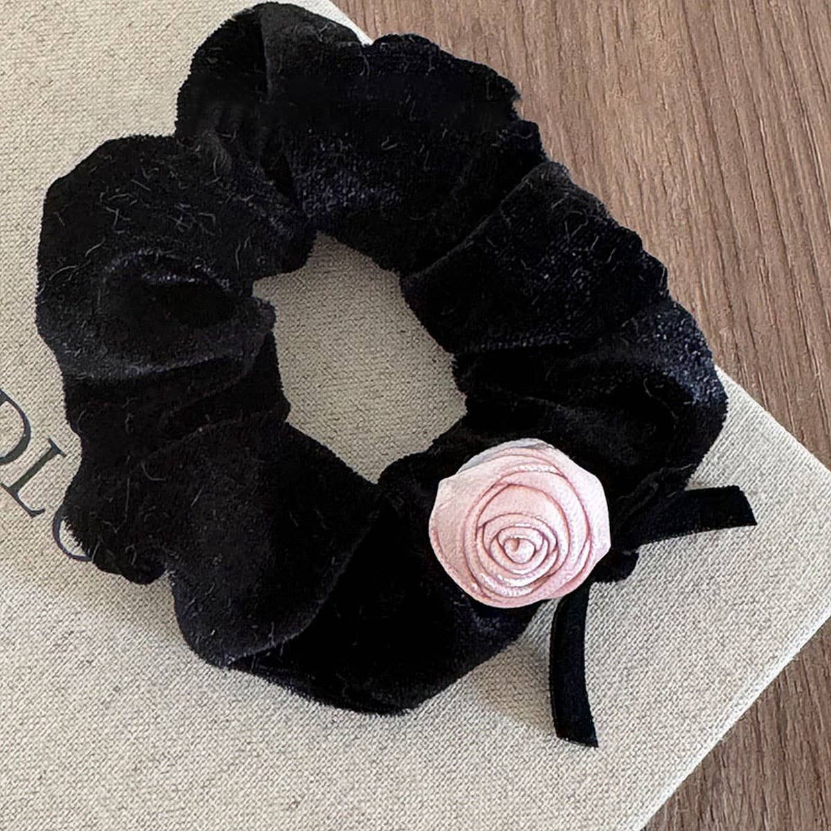 NEW PURE PINK ROSE BOW HAIRPIN_CWAHA4653