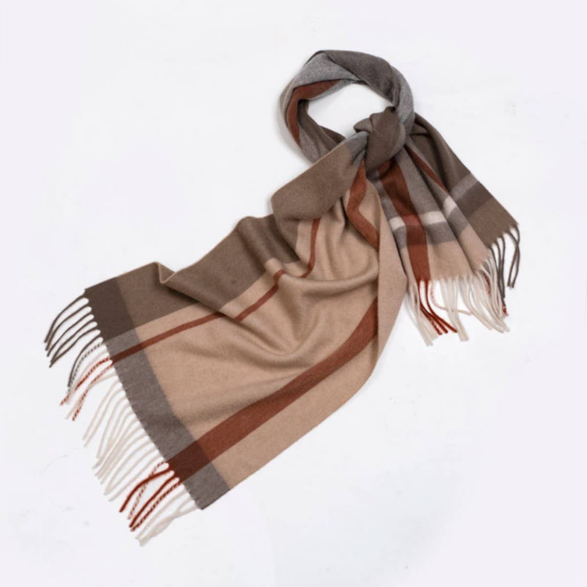 100% WOOL PLAID SCARF SOFT REVERSIBLE WRAP_CWASC2348