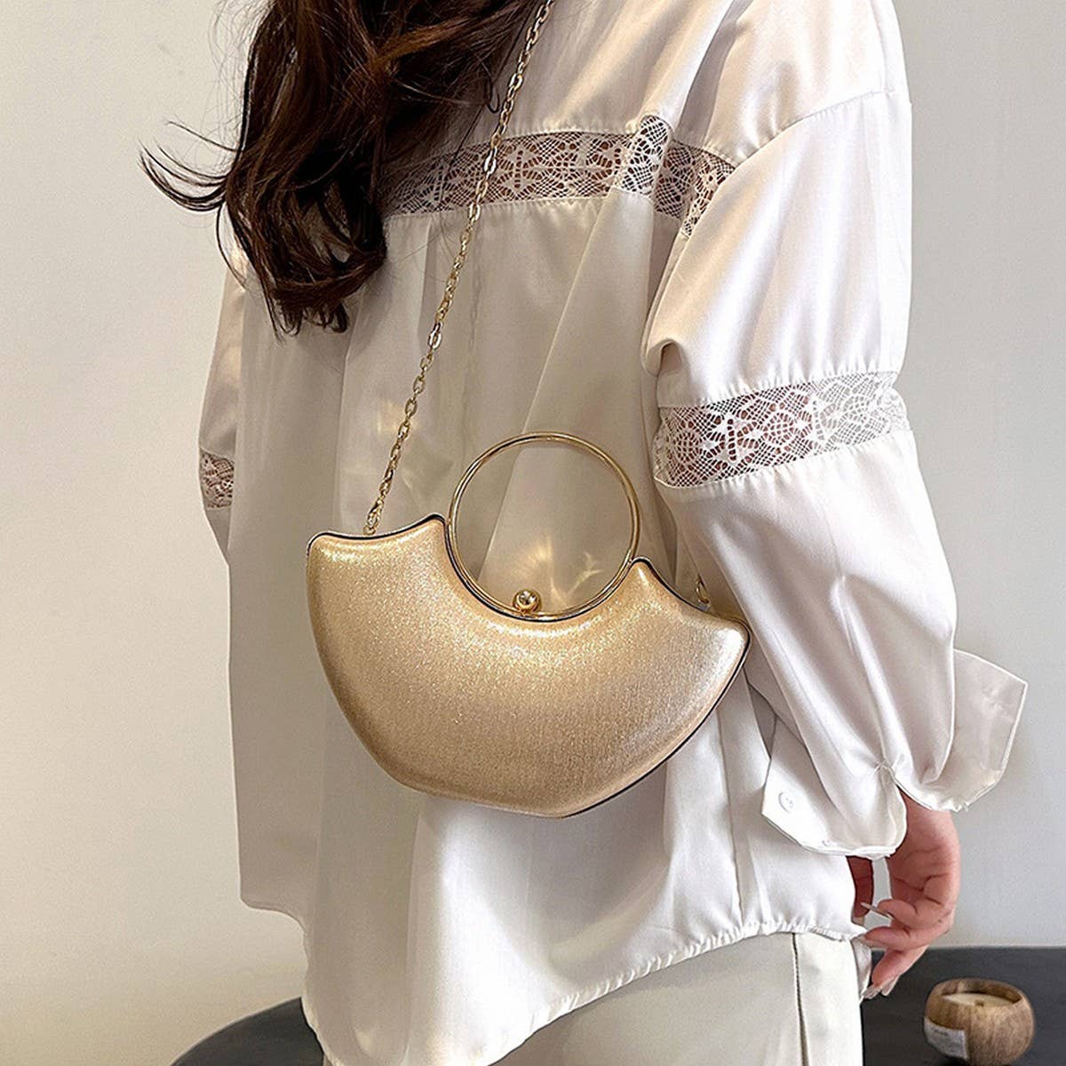 FINE GLITTER LADY EVENING BAG CHAIN CLUTCH BAG_CWAB3242