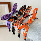 Halloween Skull Bunny Ear Headband Print_Cwaha07597