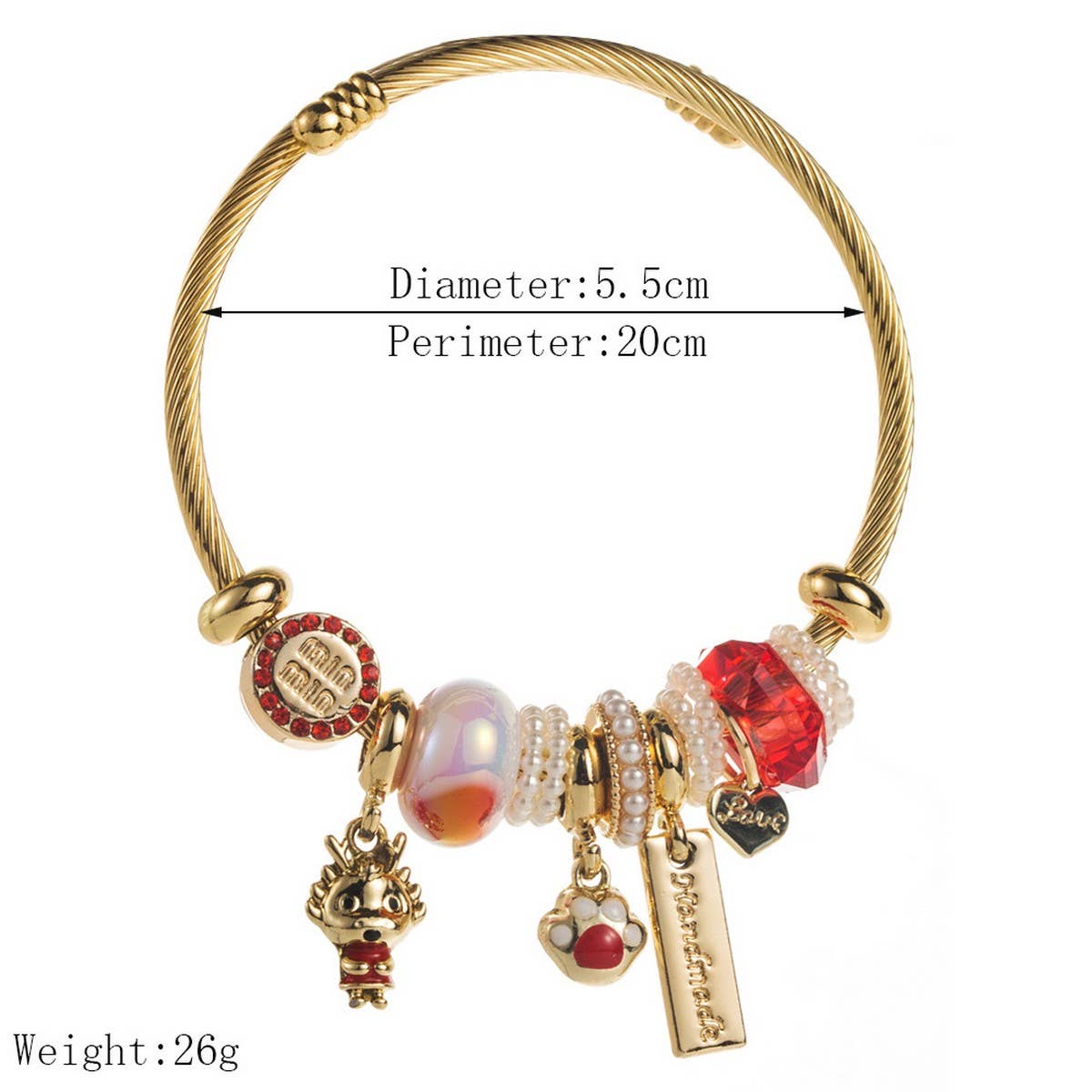 GOLD STAINLESS STEEL BRACELET WITH ANIMAL CHARMS_CWMM8574