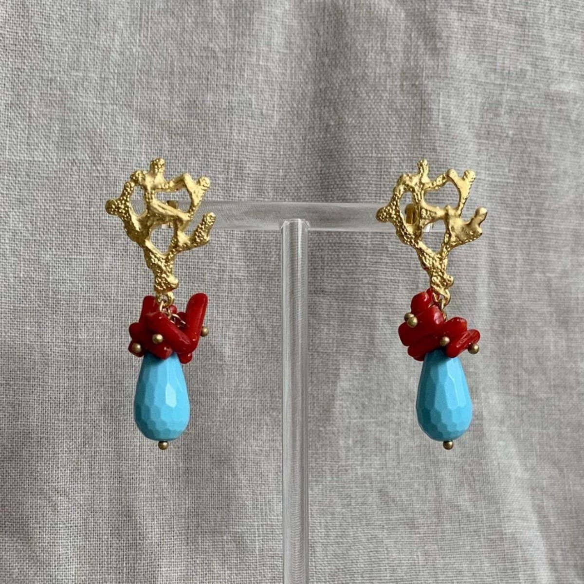 FASHION CORAL OCEAN STAINLESS EARRINGS_CWAJE4978