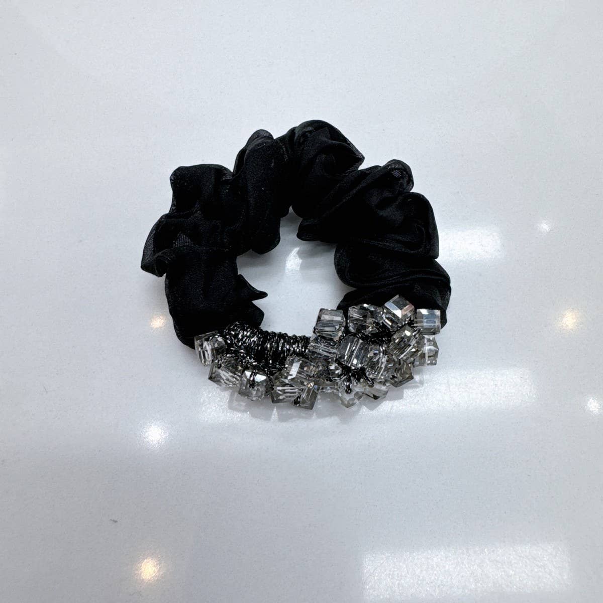 ELEGANT SQUARE CRYSTAL SCRUNCHIE CUTE HAIR TIE_CWAHA6775