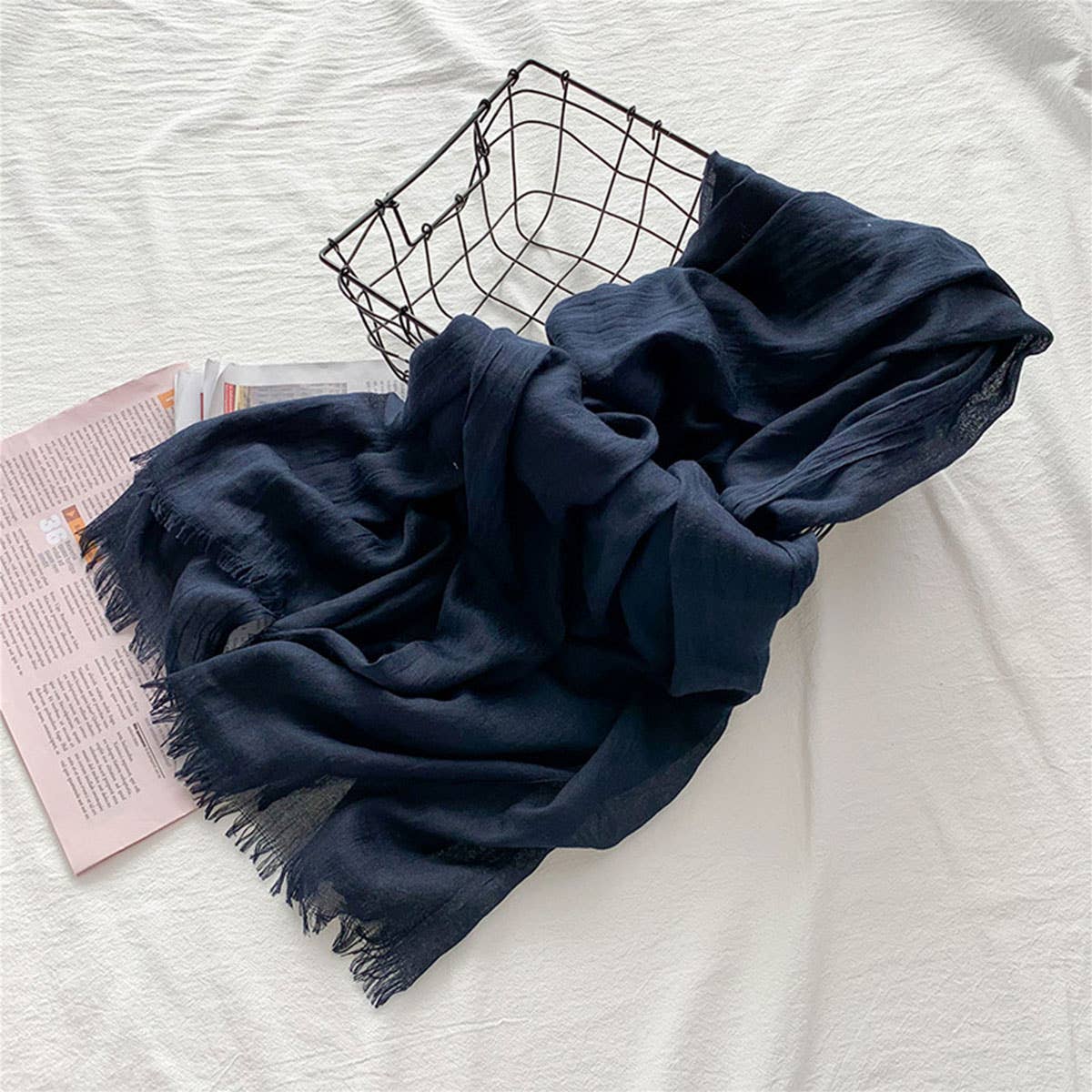 COTTON LINEN SOLID COLOR BEACH SHAWL SCARF _CWASC0197