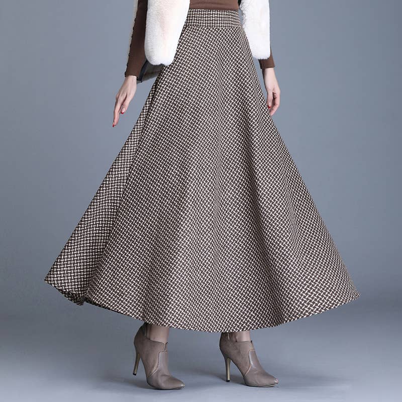 Woolen Thickened Waistline Long Skirt