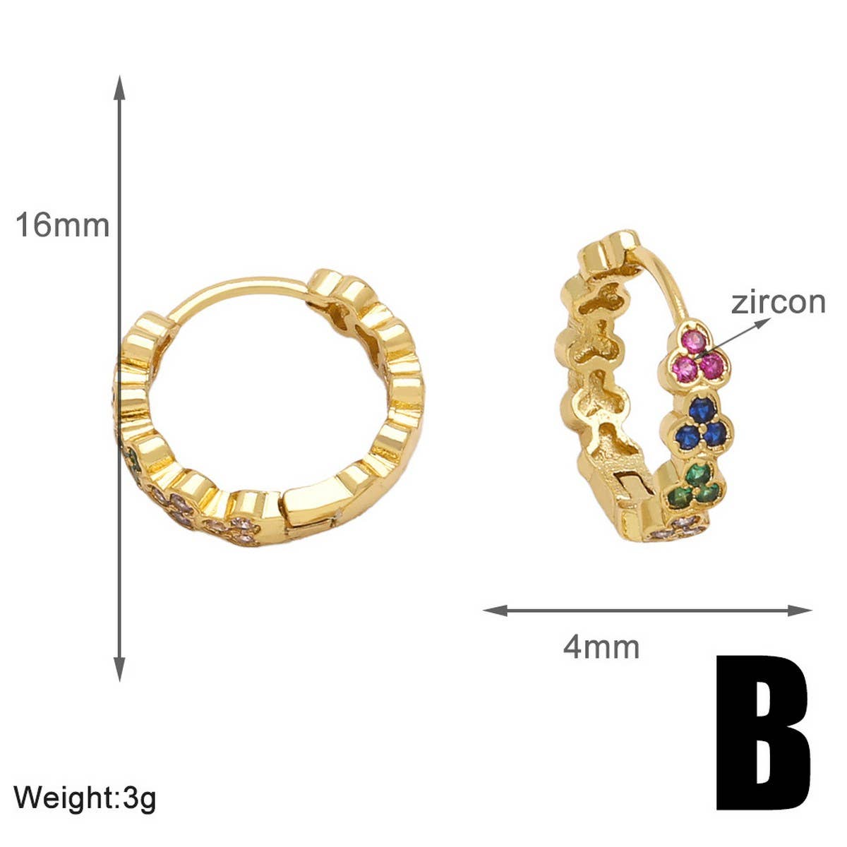 ROUND INLAID ZIRCON GOLD PLATED EARRINGS_CWAJE1030