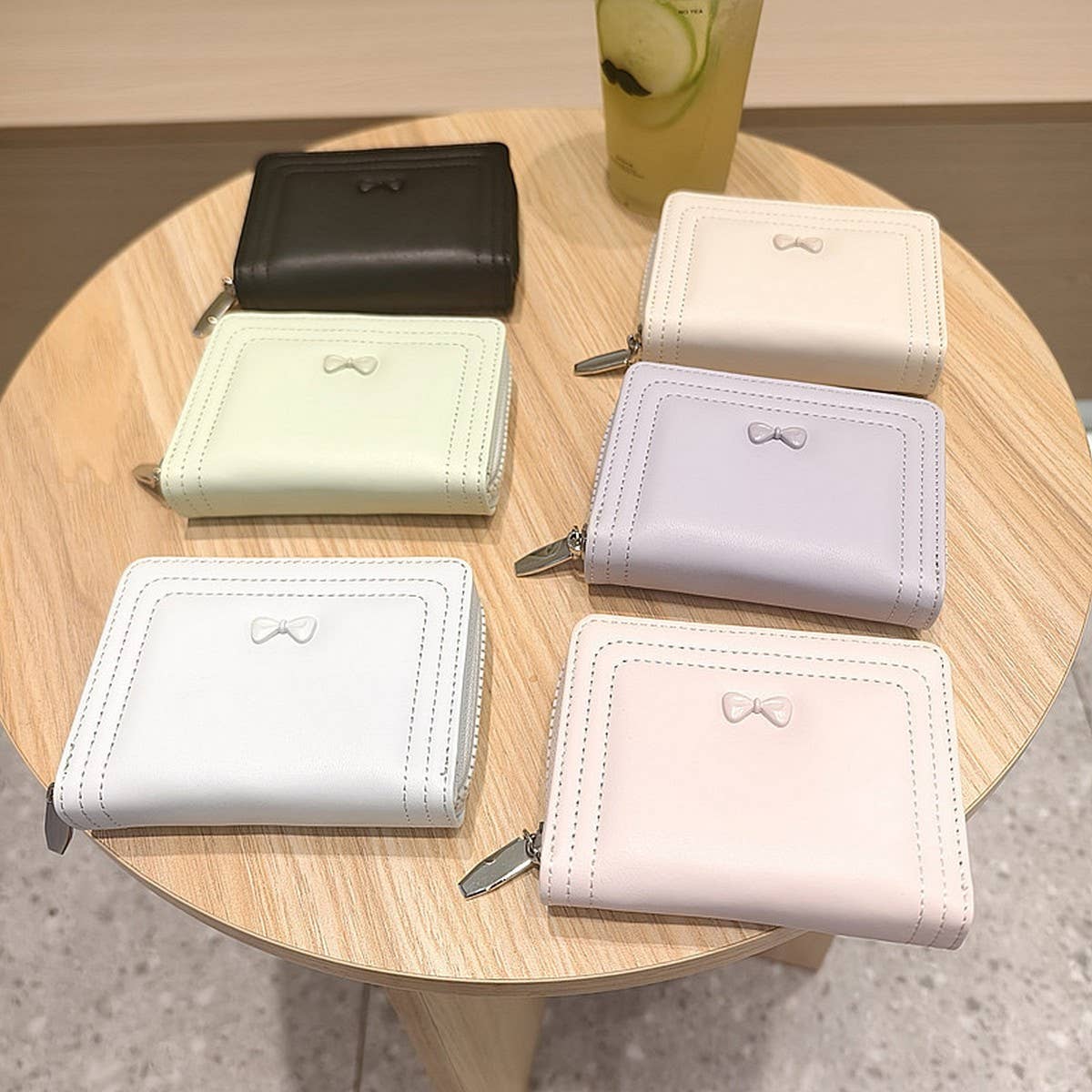 Cute Bow Zip Bifold Wallet For Women_Cwab06227