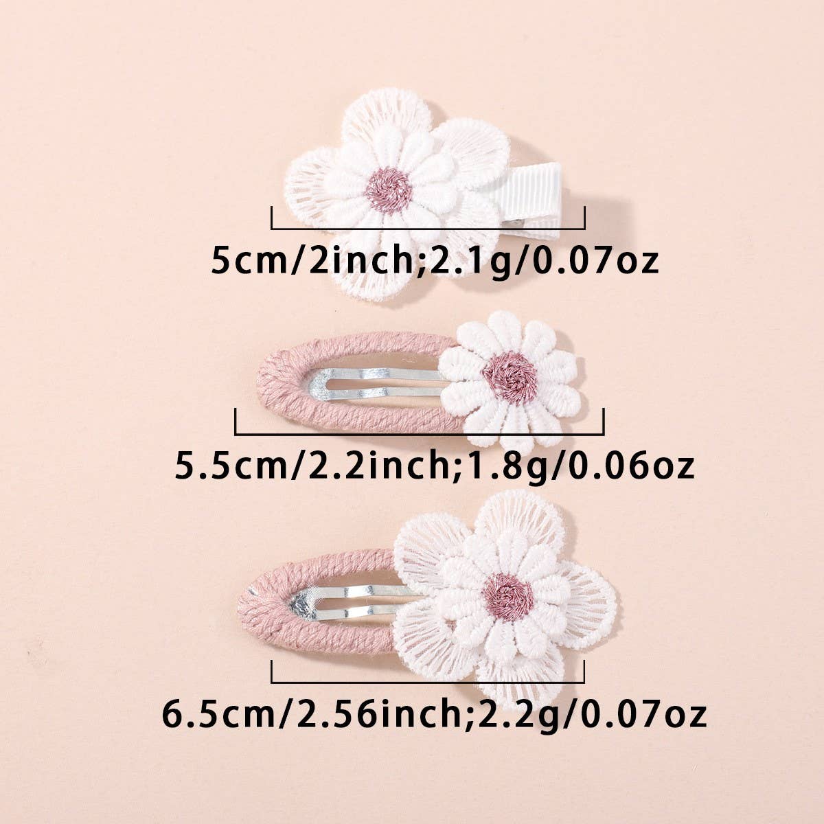 FRESH DAISY HAIR CLIP SET HANDMADE FABRIC CLIPS_CWAHA6712