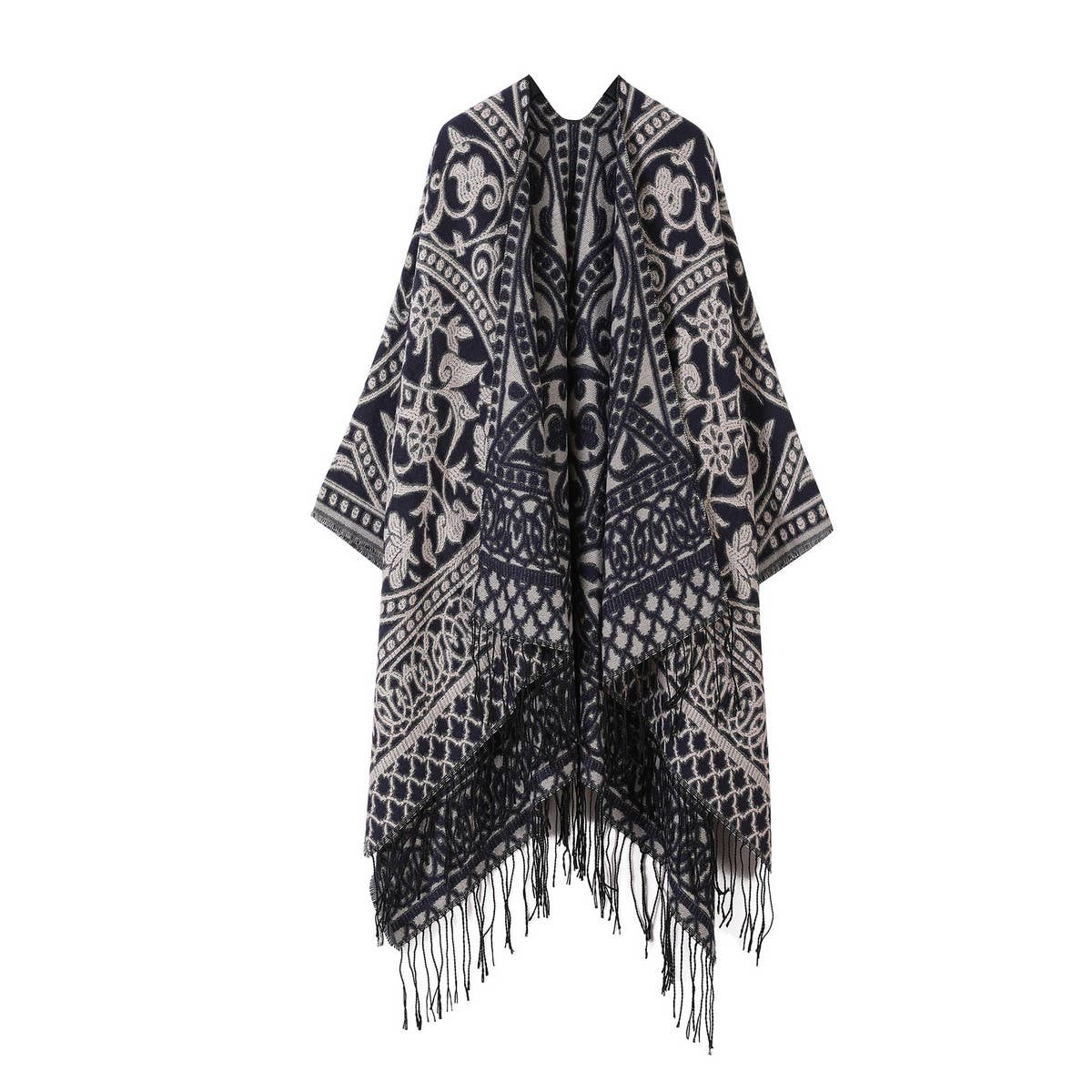 Warm Faux Cashmere Tassel Scarf Cape Shawl_Cwasc2168