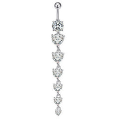 HOT COPPER CZ HEART BAR BELLY RING PIERCING_CWMM9327