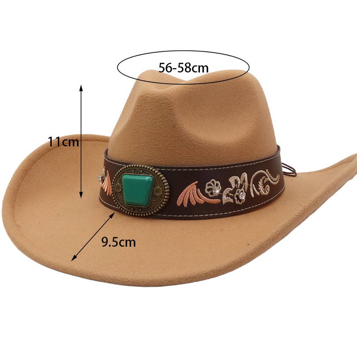 Western Ethnic Wide Brim Cowboy Heart Top Fedora_Cwah04485