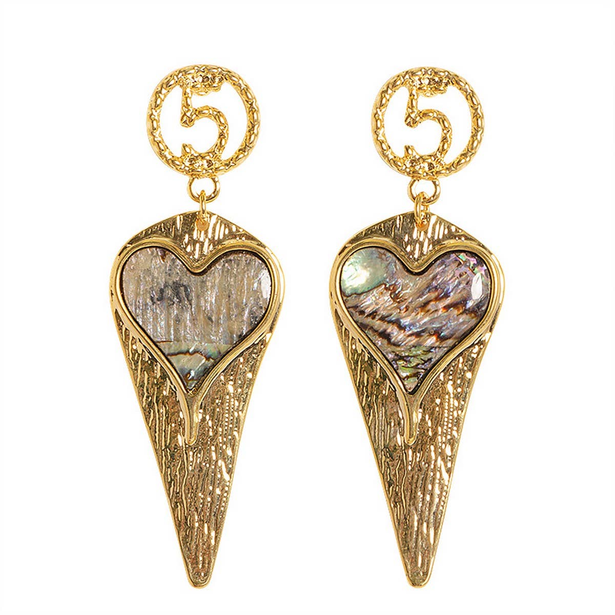 SILVER NEEDLE COLORFUL ABALONE HEART EARRINGS_CWMM4347