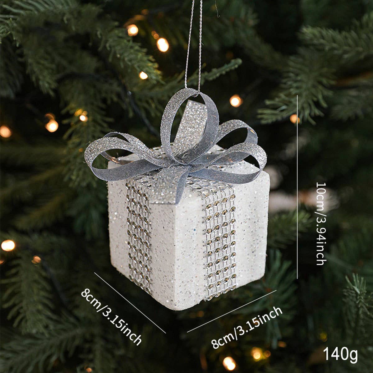 SILVER FOAM GLITTER XMAS BALLS BOWS TREE TOPPER_CWMM9677