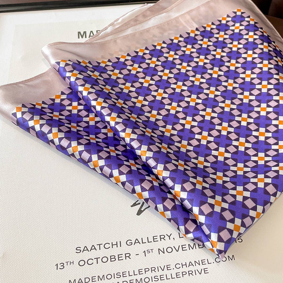 PURPLE FLORAL SILK SCARF ELEGANT SQUARE SCARF_CWASC0626