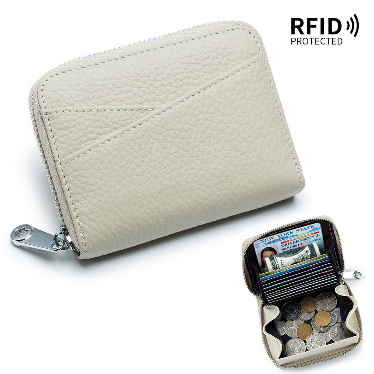 COIN PURSE ZIPPER GENUINE LEATHER CARD HOLDER_CWAB3829