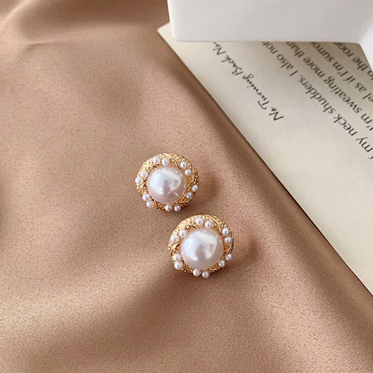 S925 Silver Needle Pearl Stud Geometric Earrings