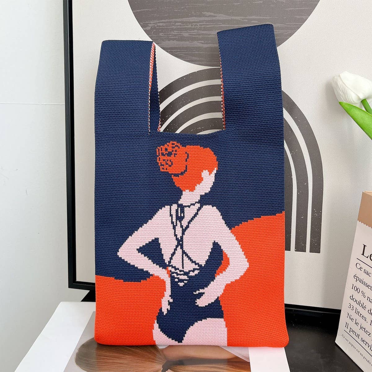 Cwab06032_Trendy Knit Shoulder Tote Bag For Women