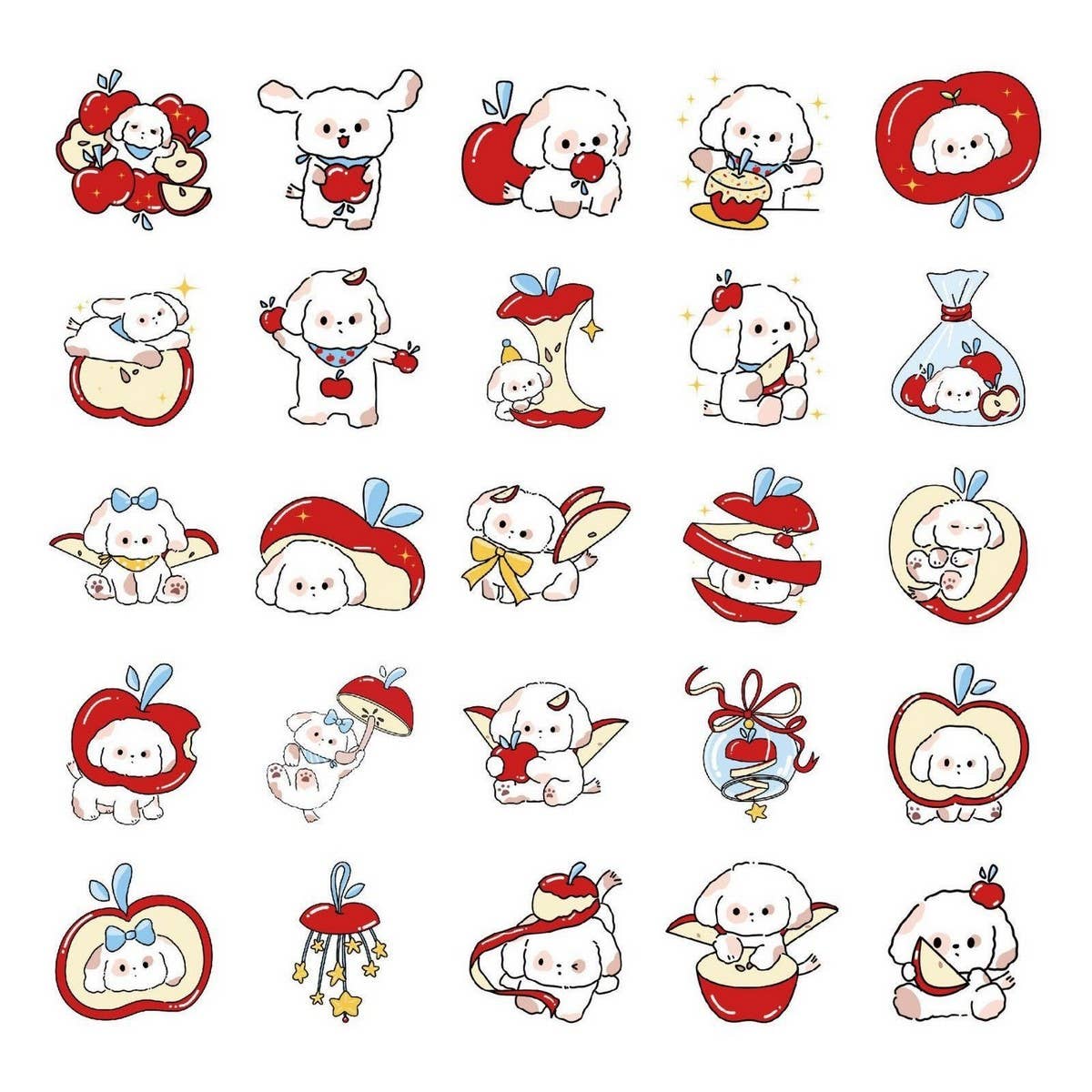 CUTE DOG APPLE TATTOO STICKERS FOR KIDS_CWMM8225